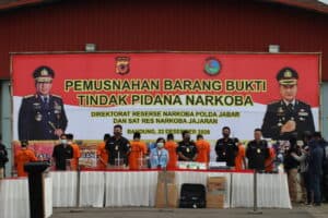 PEMUSNAHAN BARANG BUKTI NARKOTIKA HASIL UNGKAP KASUS POLDA JABAR DAN BNN PROVINSI JAWA BARAT