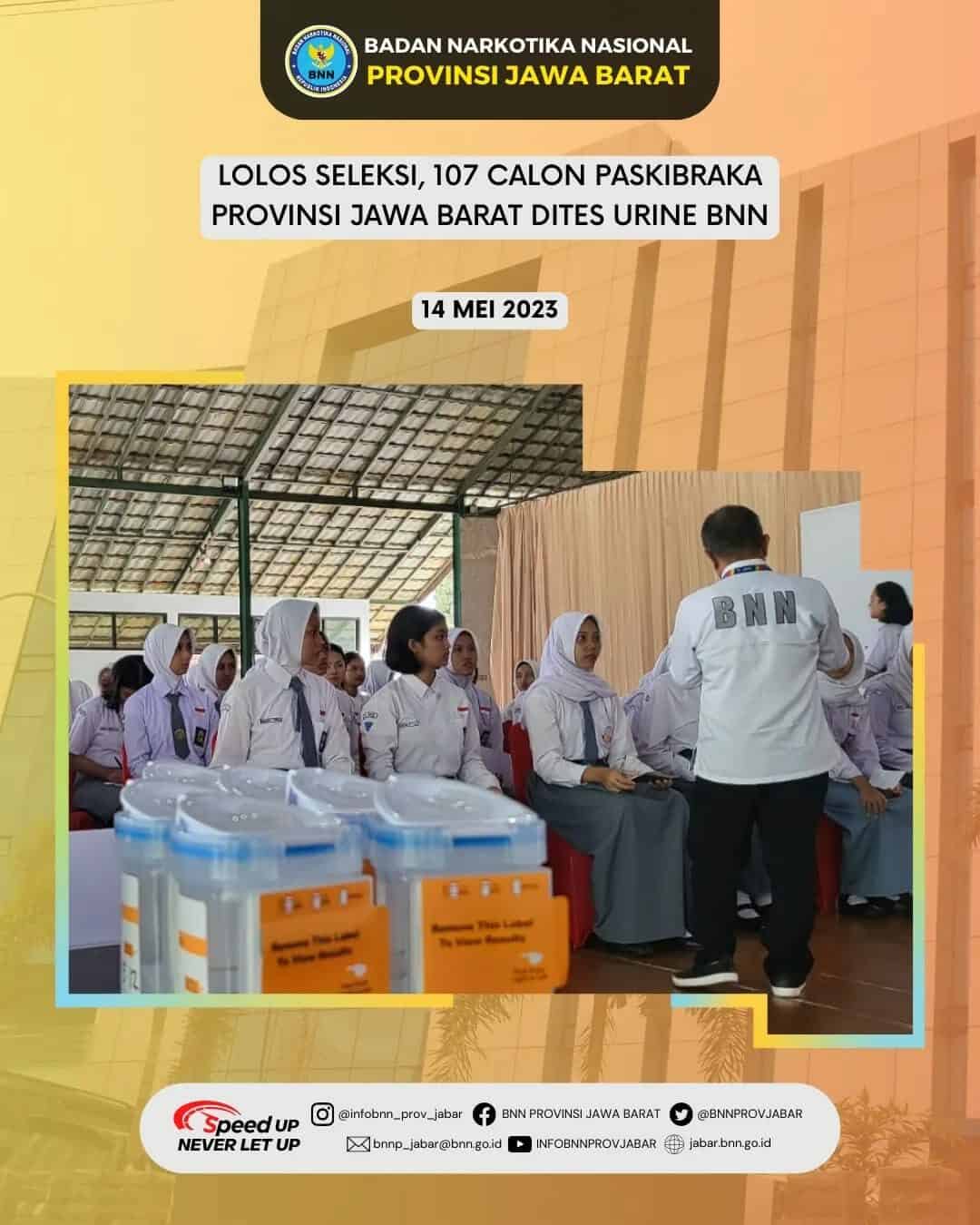 LOLOS SELEKSI, 107 CALON PASKIBRAKA DITES URINE BNN